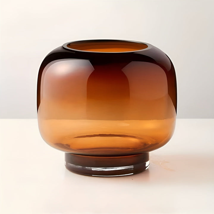Glass Vase Hand Luviknoown – Minimalistisk og Dekorativ | Transparent Design for Luviknoomster, Hydroponics og Moderne Boligrom i Amber | Luvikno