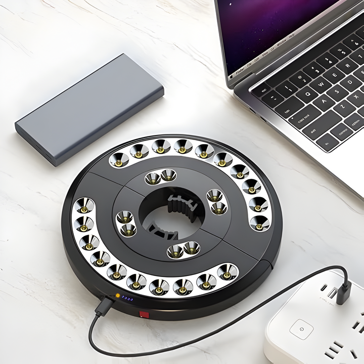Luvikno | LumoClip LED Skjermlys med Batteri | 3 Lysstyrkenivåer & 360° Lys | USB Lading | For Balkong, Hage & Camping