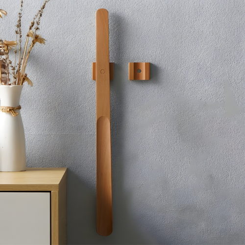 Langt Tresko Horn med Magnet og Veggholder 55 cm | Luvikno