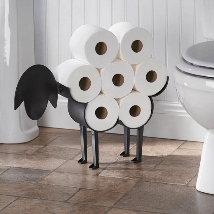 Luvikno | Toalettpapirholder ROLLITIER | Dyremotiv laget av jern | 33.5×53.5×8.5 cm | Veggdekorasjon og oppbevaring i ett