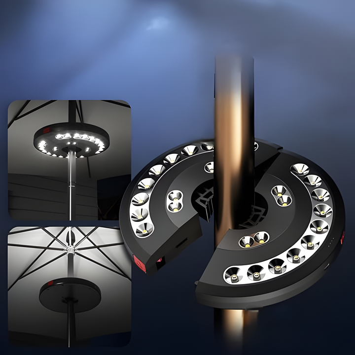 Luvikno | LumoClip LED Skjermlys med Batteri | 3 Lysstyrkenivåer & 360° Lys | USB Lading | For Balkong, Hage & Camping