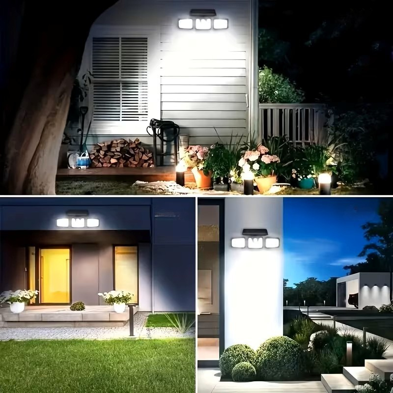 Solar vegglampe med bevegelsessensor – Lys sterk utendørsbelysning med 3 lysmodus | Værbestandig IP44 for hage, gårdsrom og garasje | Luvikno