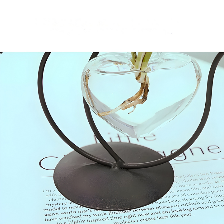AquaPurr Vase - Hydroponisk Glass Hjertevase med Katteformet Holder | Luvikno