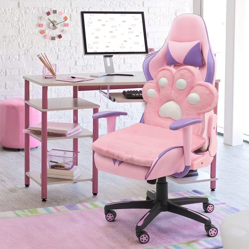 L-formet kattepfotpute – kosete og myk | Fluffy setepute for spillstoler og sofaer | Luvikno
