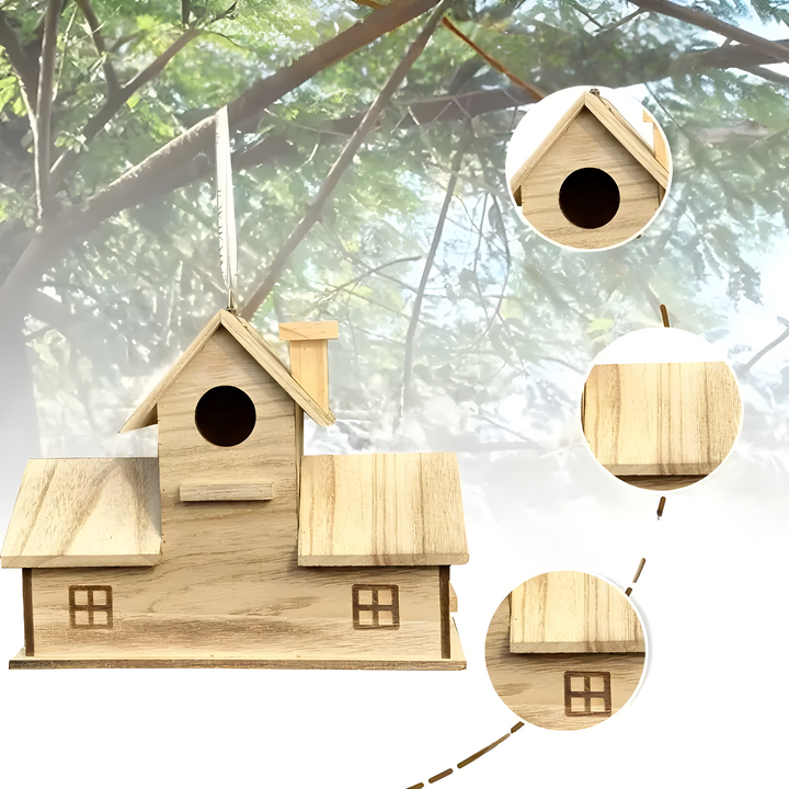WoodlandBird Hus- Tre Hulls Hengefuglehus med 3-Hull | Luvikno