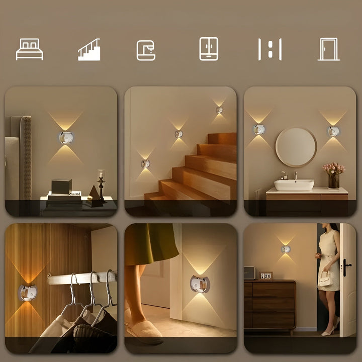 Vegglampe med bevegelsessensor – Dual LED lys Opp & Ned | Magnetisk & Bærbar | Luvikno