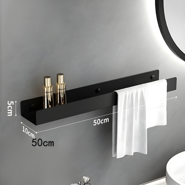 Svart Badekarmhylle – Moderne Design med Håndkleholder | Praktisk Oppbevaring for Badet | Luvikno