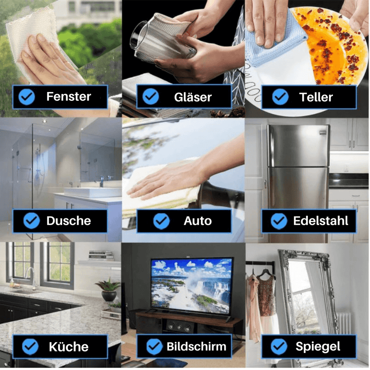Soft Touch Wonder Cloth – Stripe-Free Rengjøring av Glass, Speil & Rustfritt Stål | Luvikno