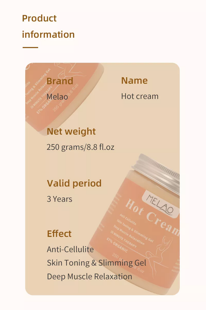 Ultimate shaping cream – booster fettforbrenning – reduserer cellulitter – 500 ml – veggklokke Luvikno
