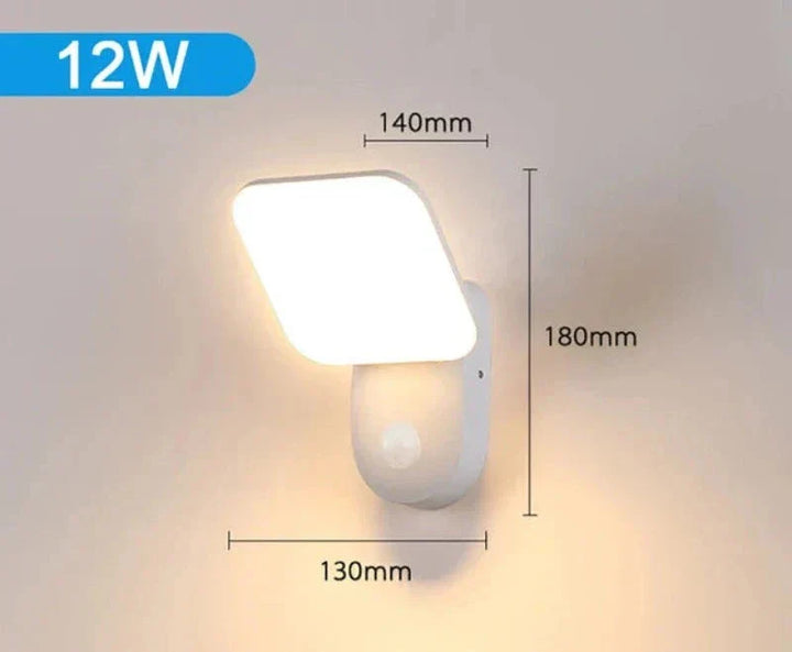 Moderne LED terasselampe med bevegelsessensor - Vanntett utendørs belysning, energibesparende, ideell for terrasse og inngang | Luvikno