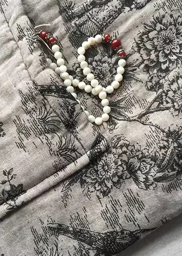 Luvik | Aprikoosi Yli-iso Tulostettu Hienot Puuvillasta Pitkät Talvitakit