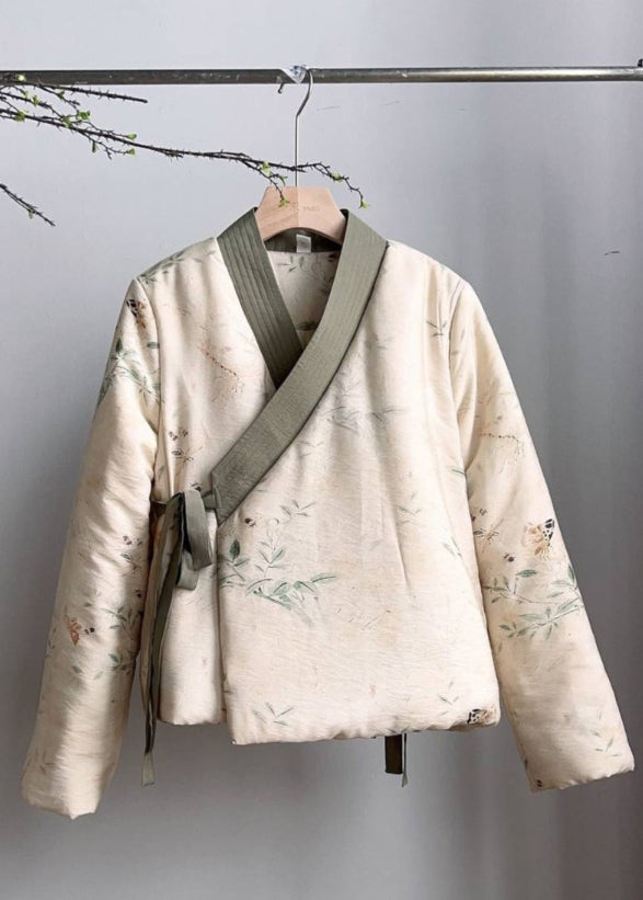 Luvik | Vaalea V-aukkokohta Kytkentä Takit ohutta puuvillaa täytetty