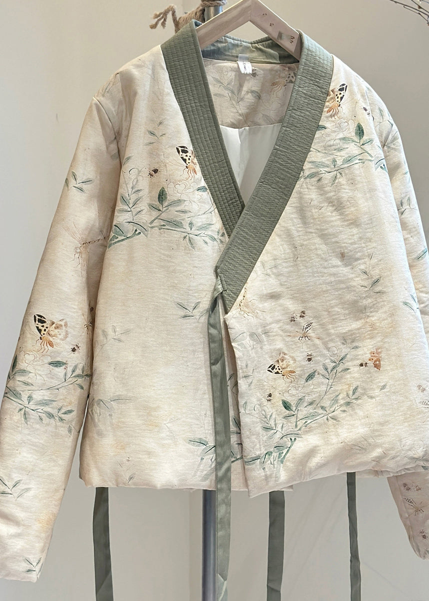 Luvik | Vaalea V-aukkokohta Kytkentä Takit ohutta puuvillaa täytetty