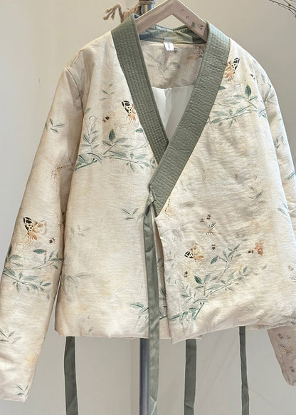 Luvik | Vaalea V-aukkokohta Kytkentä Takit ohutta puuvillaa täytetty