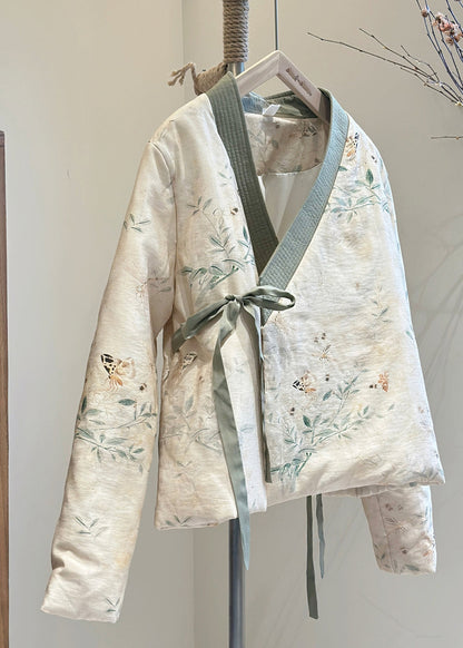 Luvik | Vaalea V-aukkokohta Kytkentä Takit ohutta puuvillaa täytetty