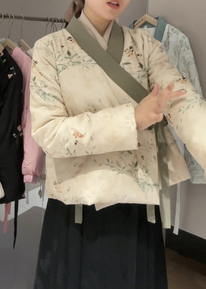 Luvik | Vaalea V-aukkokohta Kytkentä Takit ohutta puuvillaa täytetty