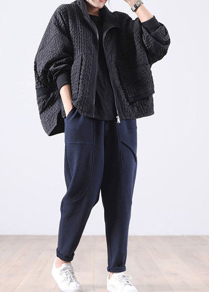 Luvik | Mustat corduroy-vetoketjuhousut