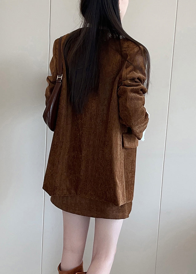 Luvik | Samettiveloureista patchwork-takkia ruskeilla napeilla ja nauhoilla