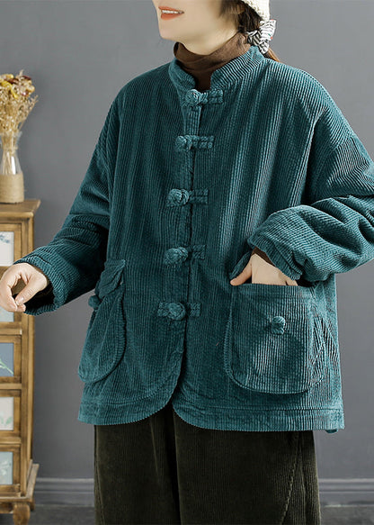 Luvik | Ruskea kiinalainen corduroy-takki nappitaskuilla