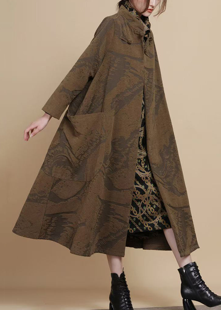 Luvik | Kahvi Nappi Aksessuaari Chenille Pitkät Takit Talvi