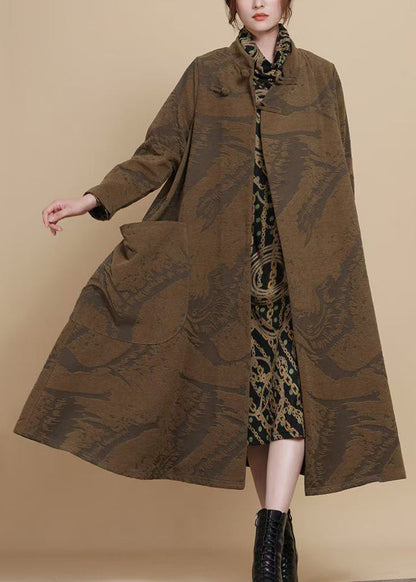 Luvik | Kahvi Nappi Aksessuaari Chenille Pitkät Takit Talvi