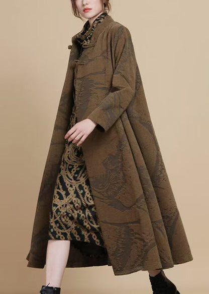 Luvik | Kahvi Nappi Aksessuaari Chenille Pitkät Takit Talvi