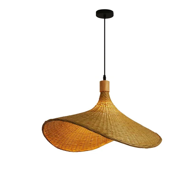 Naturlig bambus pendellampe for spisestue, håndlaget hengende lampe i boho stil | Luvikno