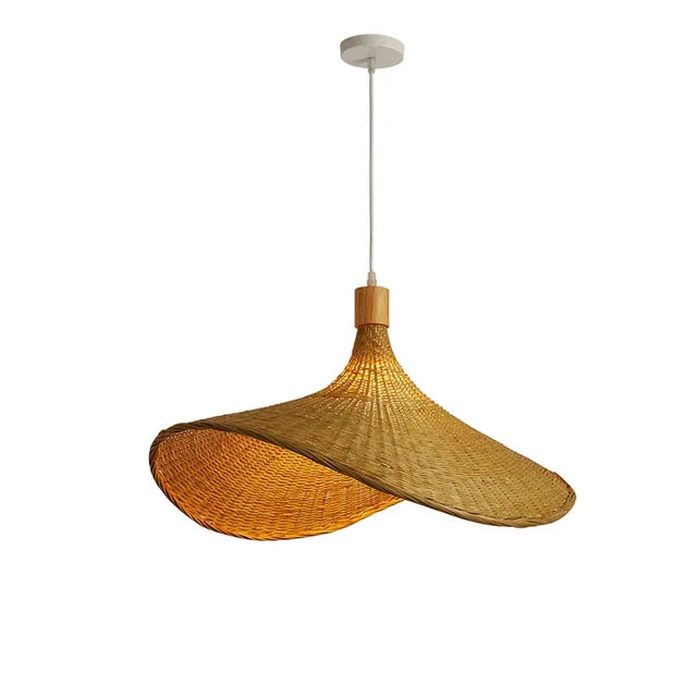 Naturlig bambus pendellampe for spisestue, håndlaget hengende lampe i boho stil | Luvikno