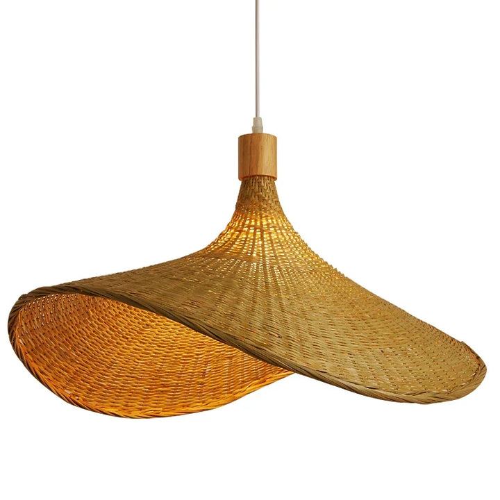 Naturlig bambus pendellampe for spisestue, håndlaget hengende lampe i boho stil | Luvikno