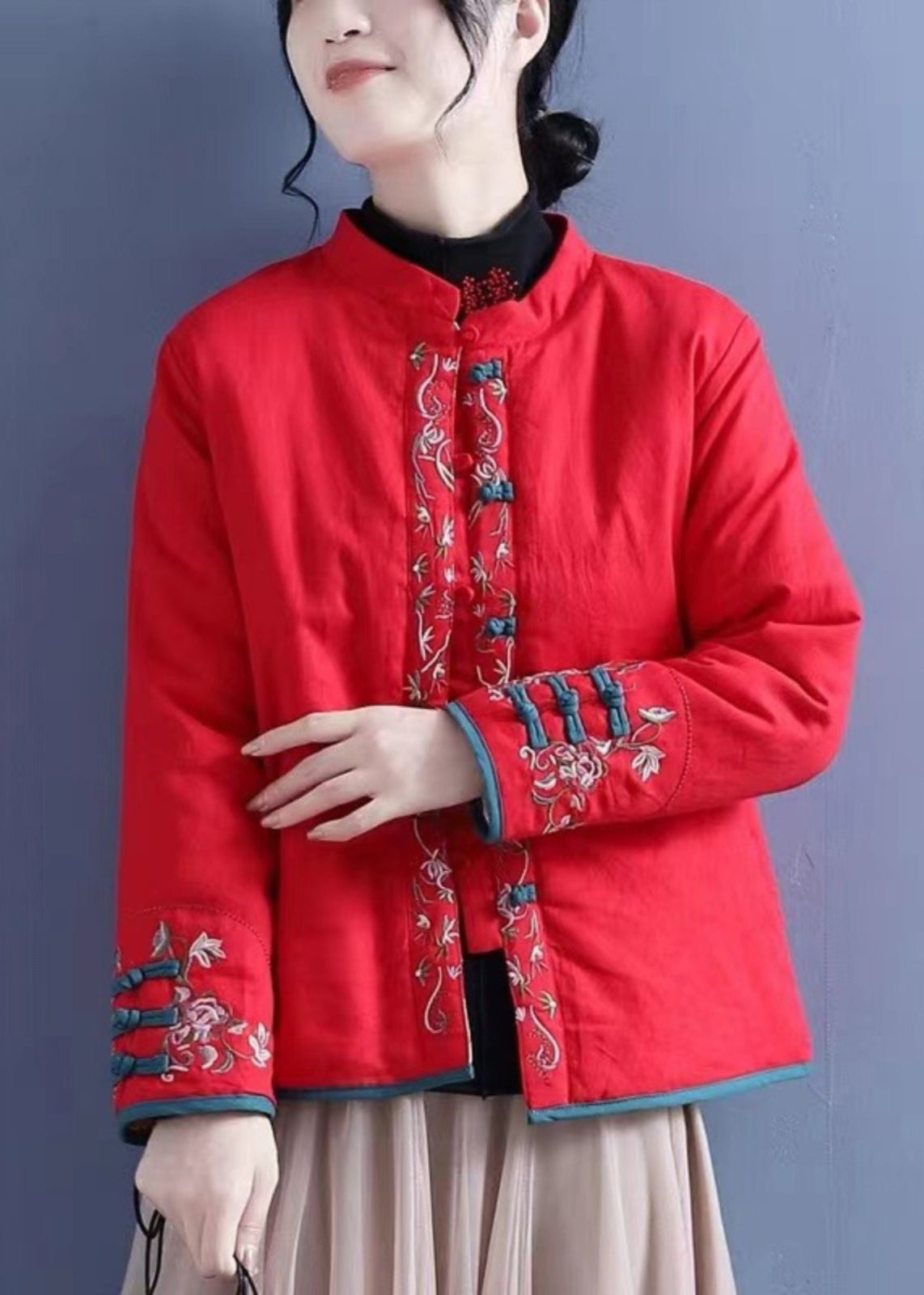 Luvik | Oranssi Brodé Nappi Takit Täytetty Puuvillalla Talvi