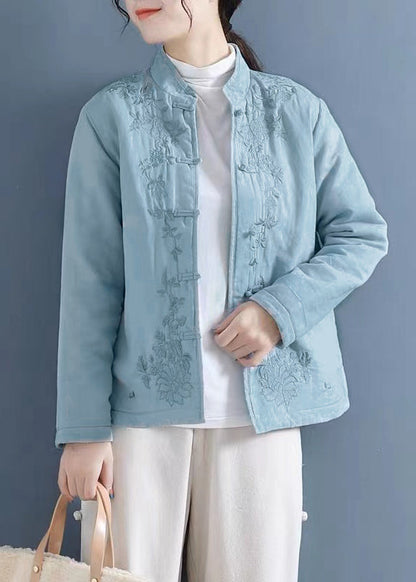 Luvik | Liila Kirjailtu Itämainen Napitettu Ohut Puuvillatakki