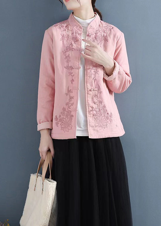 Luvik | Liila Kirjailtu Itämainen Napitettu Ohut Puuvillatakki