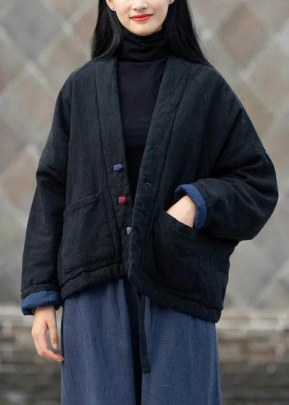 Luvik | Hienopintaisten puuvillatalvivaatteiden takit, joissa on taskut ja keltainen V-pääntie