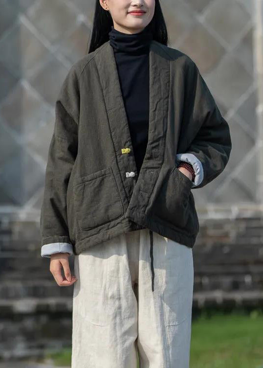 Luvik | Hienopintaisten puuvillatalvivaatteiden takit, joissa on taskut ja keltainen V-pääntie