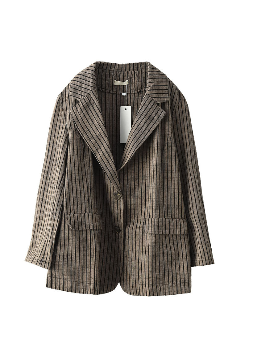 Luvik | raidalliset kevyet napilliset takit V-kauluksella pitkät hihat