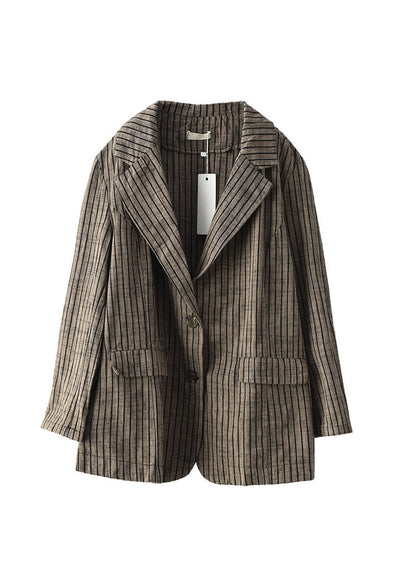 Luvik | raidalliset kevyet napilliset takit V-kauluksella pitkät hihat