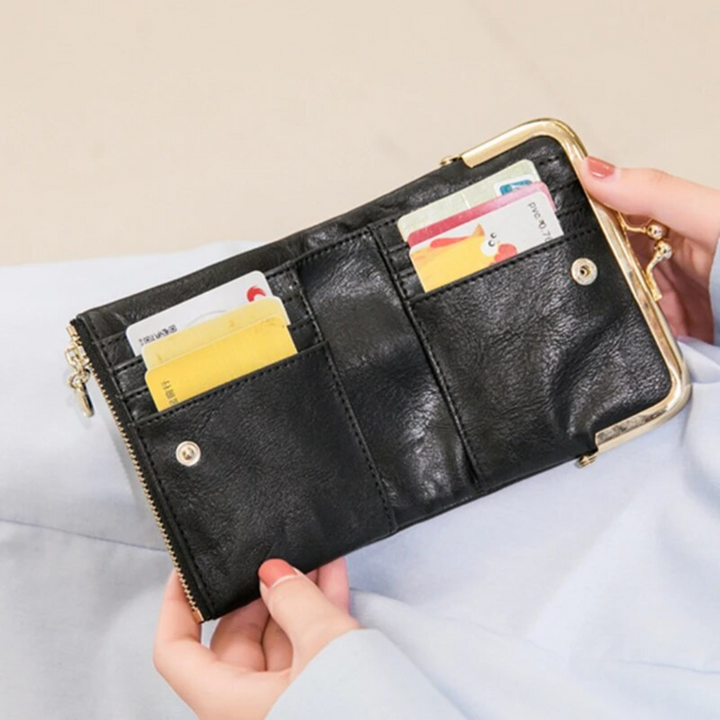 Lommebok Veske | Vintage Kiss Lock Lite PU Skinn Luvikno