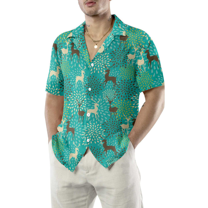 Luvik | Sømløs hawaijaskjorte med vintage-gevirmotiv, unik julegave