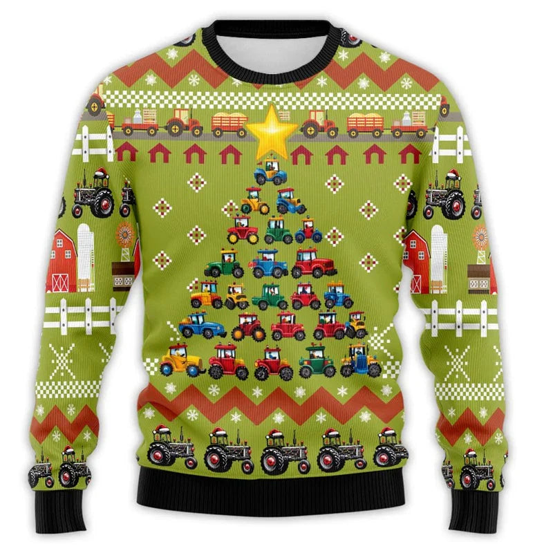 Luvik | Joulupaita traktoriprintillä - Mukava ja juhlallinen miesten puuvillapaita