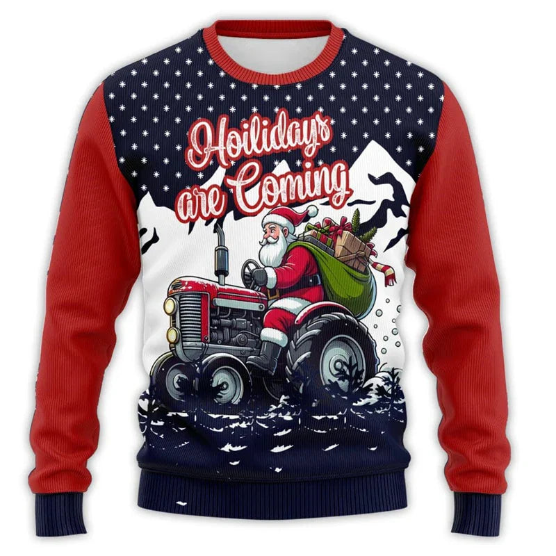 Luvik | Joulupaita traktoriprintillä - Mukava ja juhlallinen miesten puuvillapaita