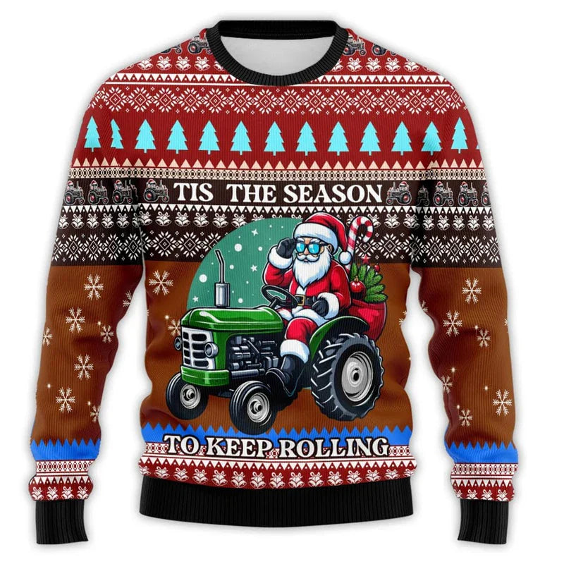 Luvik | Joulupaita traktoriprintillä - Mukava ja juhlallinen miesten puuvillapaita