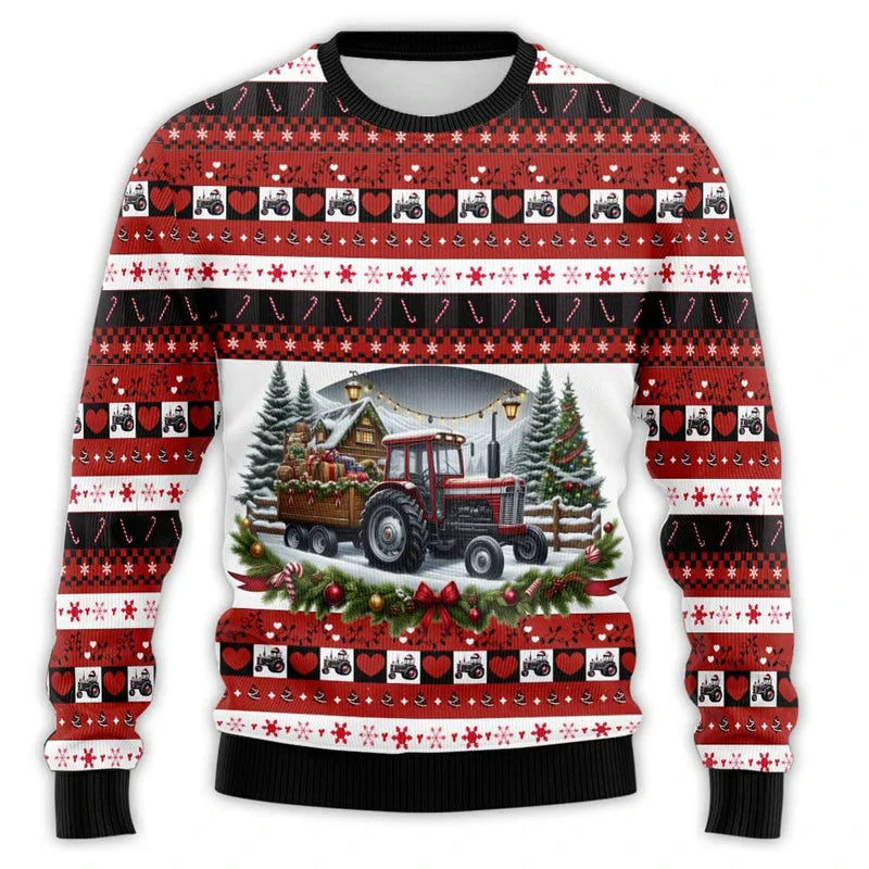 Luvik | Joulupaita traktoriprintillä - Mukava ja juhlallinen miesten puuvillapaita