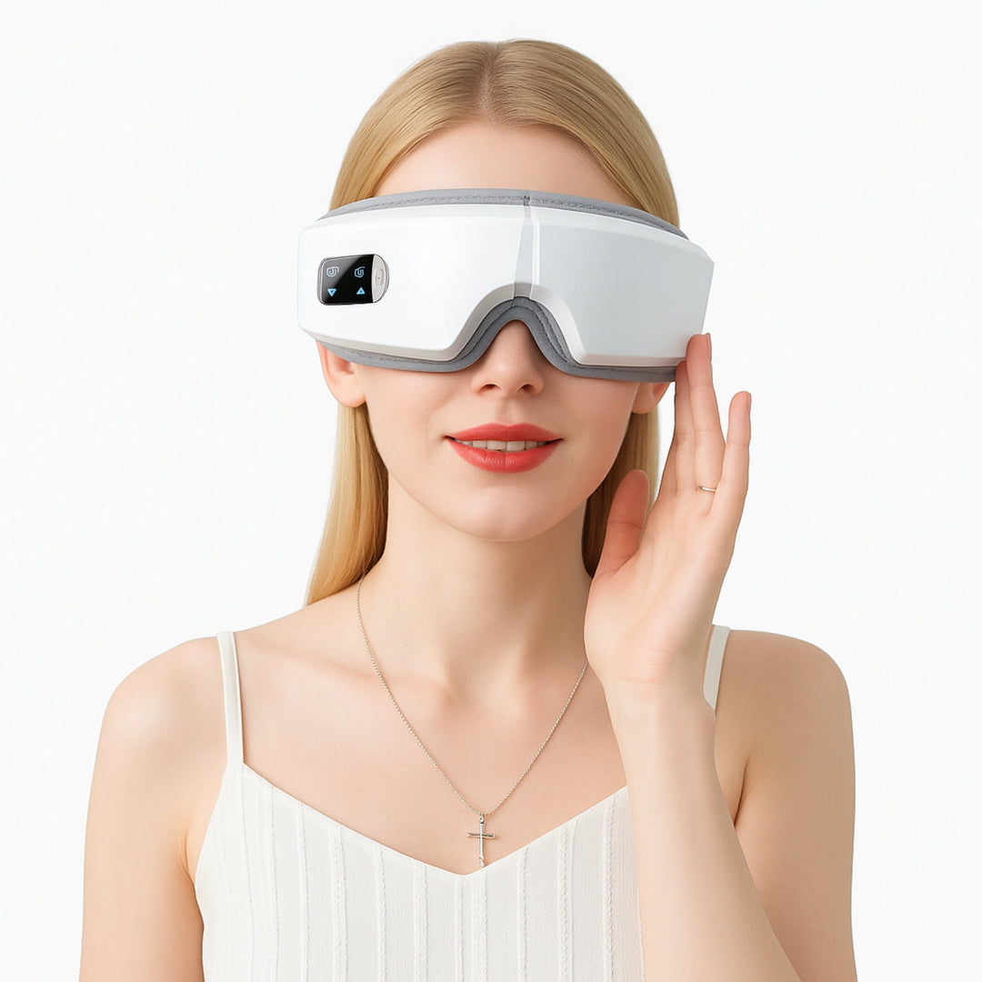 Vistella | 4D Smart Eye Massager - Lufttrykk - Vibrasjon - Varmebehandling for Øyetretthet - Søvnforbedring Luvikno