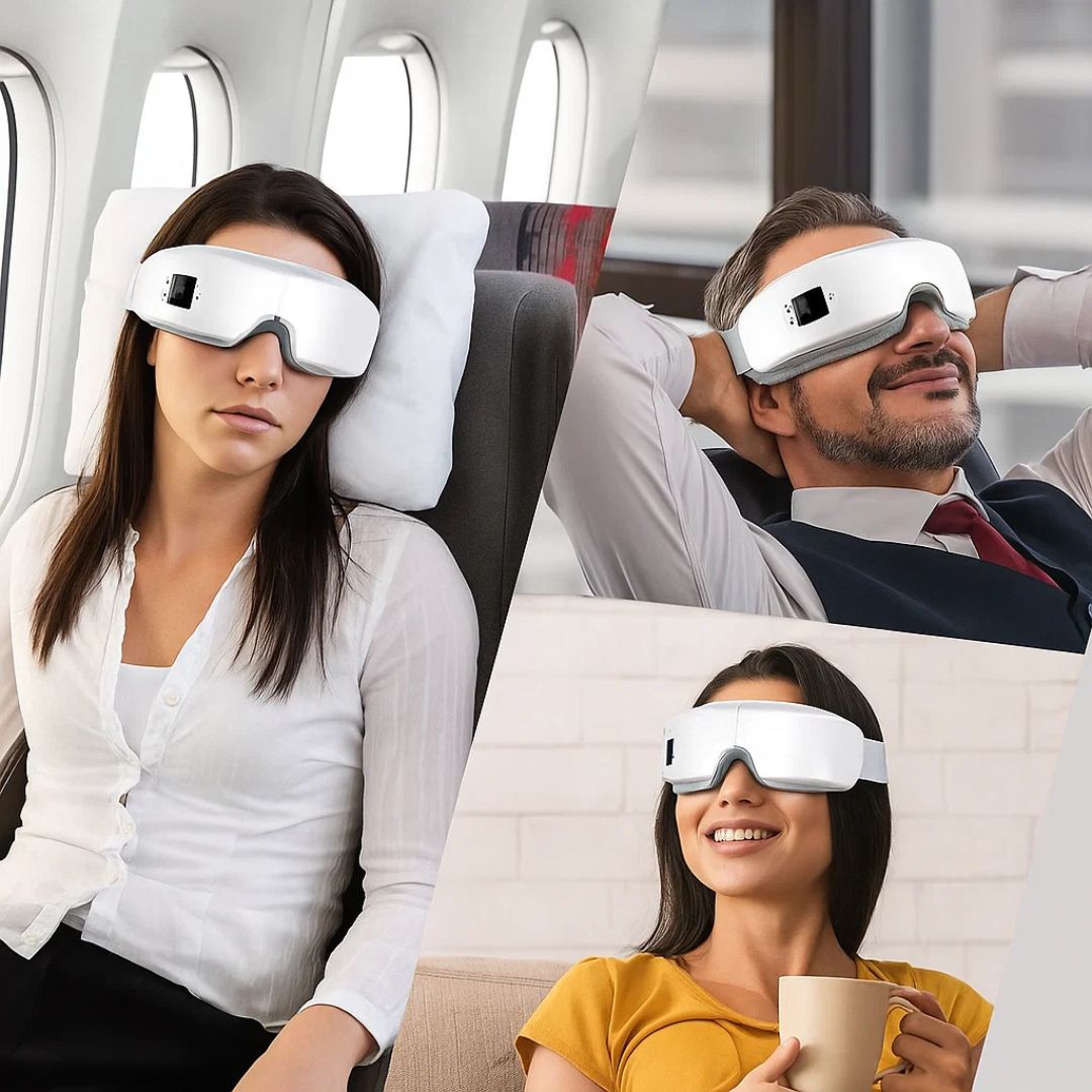Vistella | 4D Smart Eye Massager - Lufttrykk - Vibrasjon - Varmebehandling for Øyetretthet - Søvnforbedring Luvikno