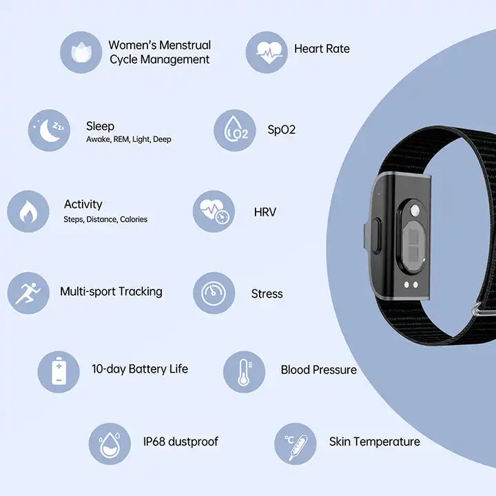 Luvikno | LifeTrack Aktivitet Band – Diskré Trenings Tracker med Pulsmåler og Skritteller