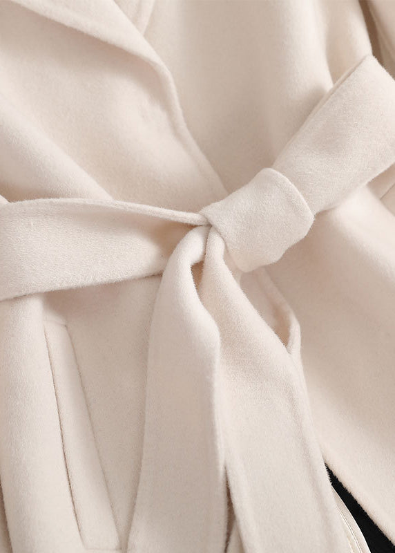 Luvik | Beige ullkåpe med belte
