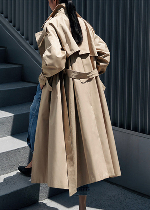 Luvik | Kaki Peter Pan-krage Knapper Lommer Bomull Trench-coat Lange Ermer