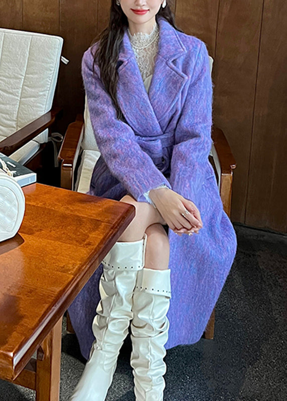 Luvik | Pitkät villakangas takit lilakuvioilla