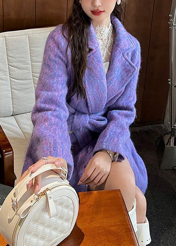 Luvik | Pitkät villakangas takit lilakuvioilla