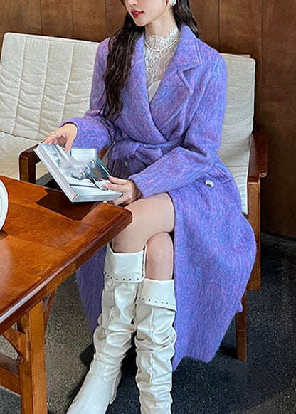 Luvik | Pitkät villakangas takit lilakuvioilla